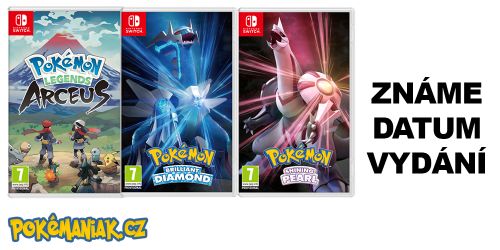 Pokémon Legends: Arceus a Pokémon: Brilliant Diamond and Shining Pearl znají svá data vydání. 